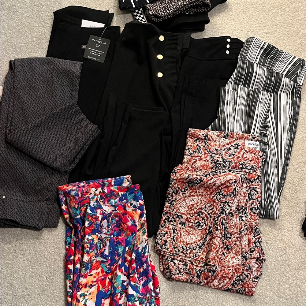8 pull on stretch pants, misc brands